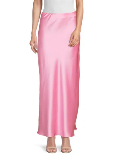 Renee C Women's Satin Maxi Skirt In Barbie Pink