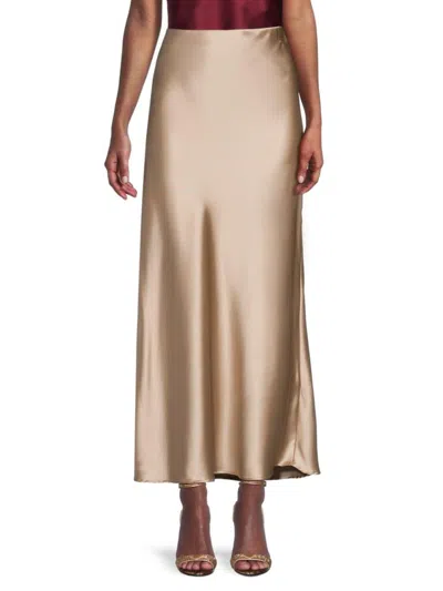 Renee C Women's Satin Maxi Skirt In Beige