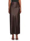 Renee C Women's Satin Maxi Skirt In Brown