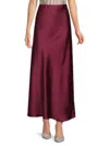 Renee C Women's Satin Maxi Skirt In Burgundy