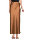 Renee C Women's Satin Maxi Skirt In Caramel