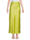 Renee C Women's Satin Maxi Skirt In Citron