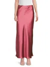 Renee C Women's Satin Maxi Skirt In Dark Pink