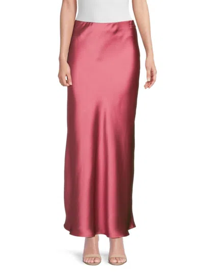 Renee C Women's Satin Maxi Skirt In Dark Pink