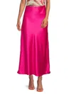 Renee C Women's Satin Maxi Skirt In Fuchsia