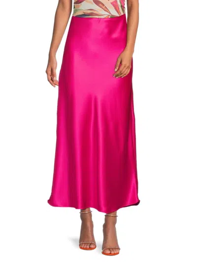 Renee C Women's Satin Maxi Skirt In Fuchsia