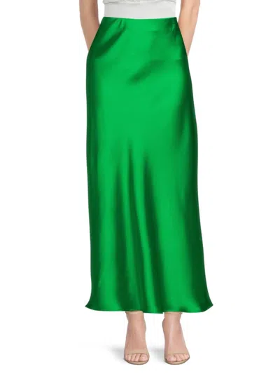 Renee C Women's Satin Maxi Skirt In Green