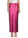 Renee C Women's Satin Maxi Skirt In Magenta