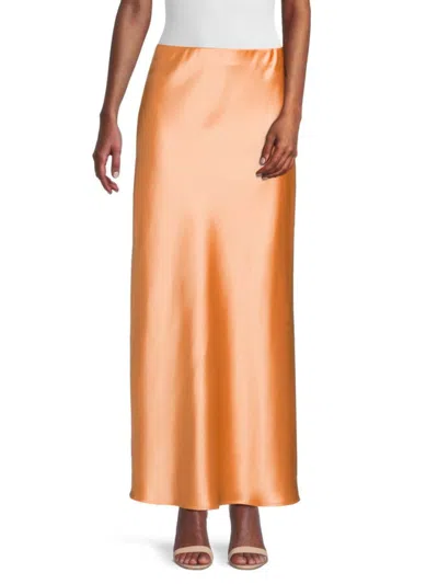 Renee C Women's Satin Maxi Skirt In Melon