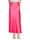 Renee C Women's Satin Maxi Skirt In Neon Pink