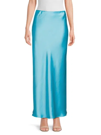 Renee C Women's Satin Maxi Skirt In Neonblue