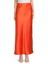 Renee C Women's Satin Maxi Skirt In Orange