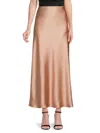 Renee C Women's Satin Maxi Skirt In Peach