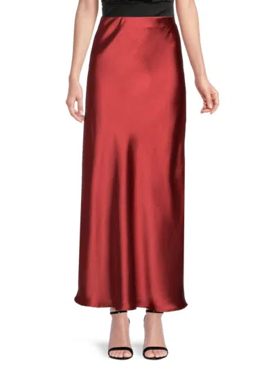 Renee C Women's Satin Maxi Skirt In Rust