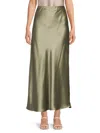 Renee C Women's Satin Maxi Skirt In Sage