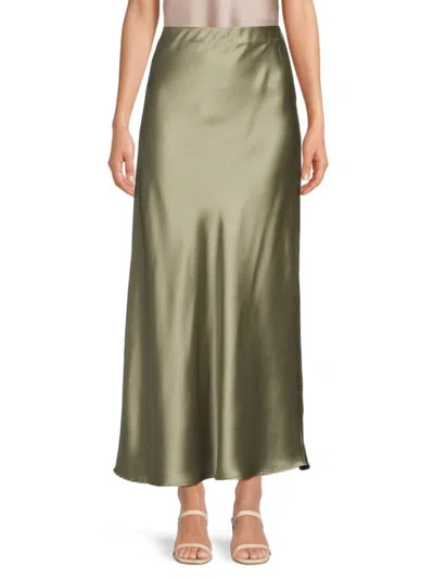 Renee C Women's Satin Maxi Skirt In Sage