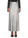 Renee C Women's Satin Maxi Skirt In Silver