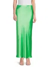 Renee C Women's Satin Maxi Skirt In Tea Green