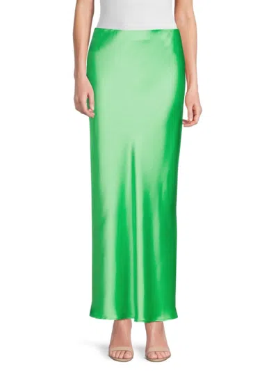 Renee C Women's Satin Maxi Skirt In Tea Green