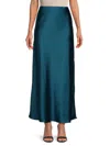 Renee C Women's Satin Maxi Skirt In Teal