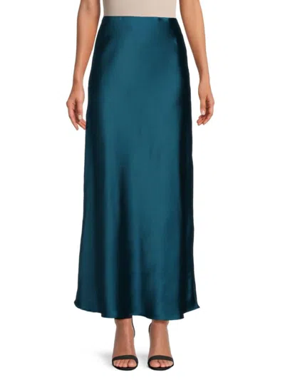 Renee C Women's Satin Maxi Skirt In Teal