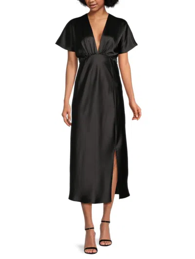 Renee C Women's Satin Midi A-line Dress In Black