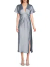 Renee C Women's Satin Midi A-line Dress In Steel Blue