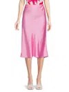 Renee C Women's Satin Midi Skirt In Barbie Pink