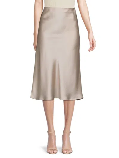 Renee C Women's Satin Midi Skirt In Beige