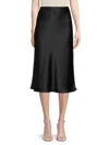 Renee C Women's Satin Midi Skirt In Black