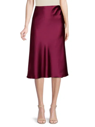 RENEE C WOMEN'S SATIN MIDI SKIRT