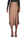 Renee C Women's Satin Midi Skirt In Dune