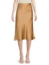 Renee C Women's Satin Midi Skirt In Gold