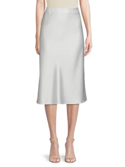 Renee C Women's Satin Midi Skirt In Ivory