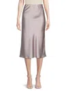 Renee C Women's Satin Midi Skirt In Lavender