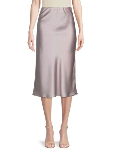 Renee C Women's Satin Midi Skirt In Lavender