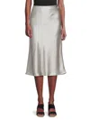 Renee C Women's Satin Midi Skirt In Metallic