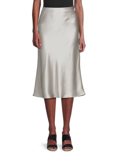 Renee C Women's Satin Midi Skirt In Metallic