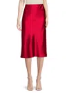 Renee C Women's Satin Midi Skirt In Red