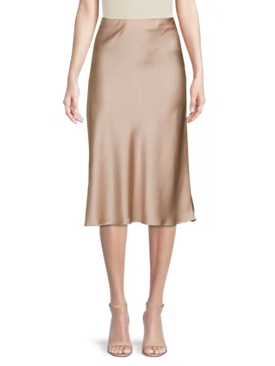 Renee C Women's Satin Midi Skirt In Rose