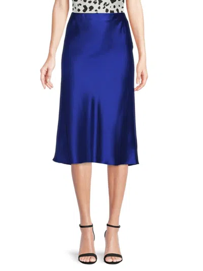 Renee C Women's Satin Midi Skirt In Royal Blue