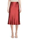 Renee C Women's Satin Midi Skirt In Rust