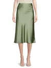 Renee C Women's Satin Midi Skirt In Sage