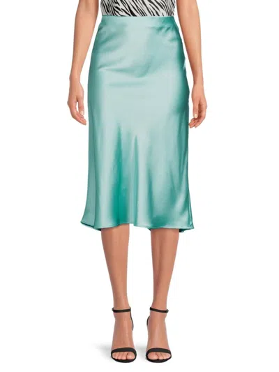 Renee C Women's Satin Midi Skirt In Seafoam Blue