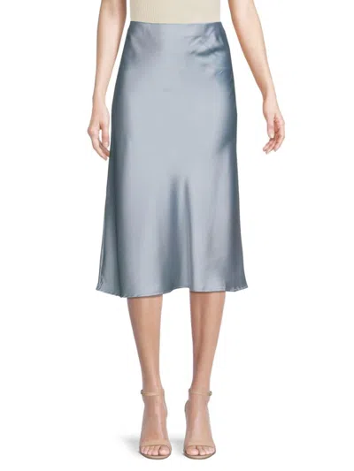 Renee C Women's Satin Midi Skirt In Steel Blue