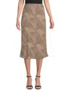 Renee C Ditsy Leopard Print Midi Skirt In Taupe Black