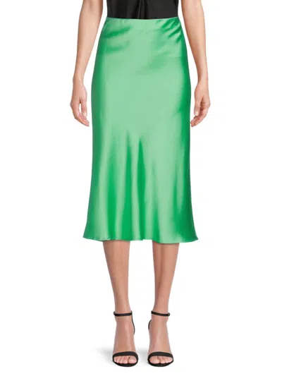 Renee C Women's Satin Midi Skirt In Tea Green