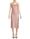 Renee C Women's Satin Midi Slip Dress In Rose