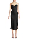 Renee C Women's Satin Midi Slip Dress In Black