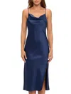 Renee C Women's Satin Midi Slip Dress In Blue